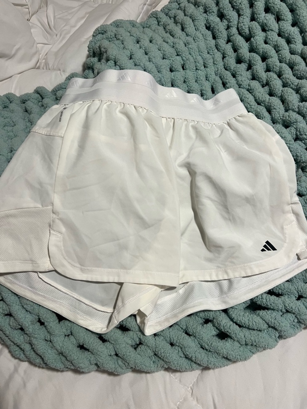 adidas White Women's Athletic Shorts with Built-In Liner